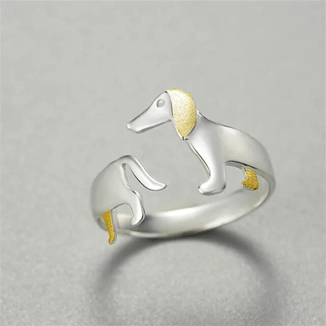 Charmanter Ring mit Dackel aus 925 Sterling Silber