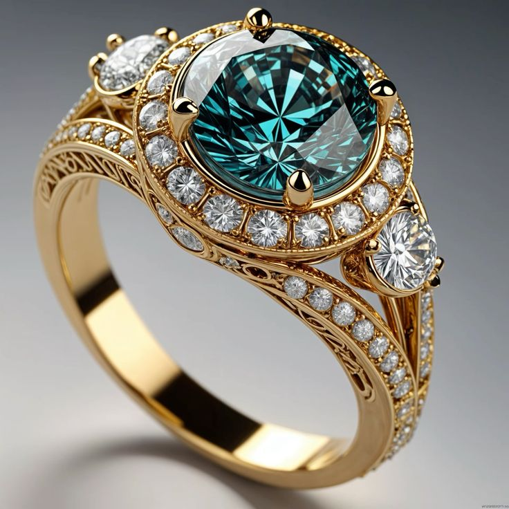 Eleganter Vintage-Ring mit strahlendem blauen Kristall
