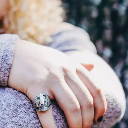 Mystischer Waldblauer Mondring