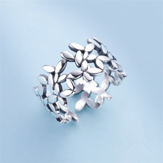 Eleganter verstellbarer Efeu-Ring aus hochwertigem Sterlingsilber