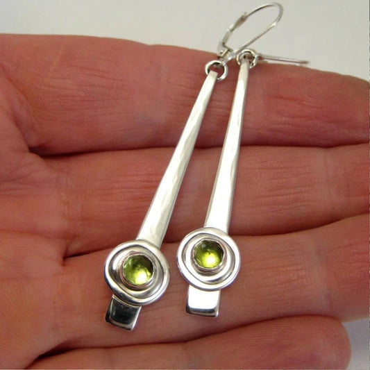 Charmante Vintage-Ohrringe mit strahlend gelben Kristallen in edlem Silberdesign