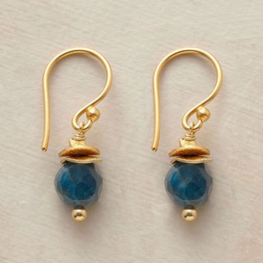 Elegante Vintage goldene Ohrringe mit blauem Laternenakzent