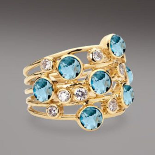 Eleganter Vintage-Ring mit eingefasstem Zirkonia in Gold