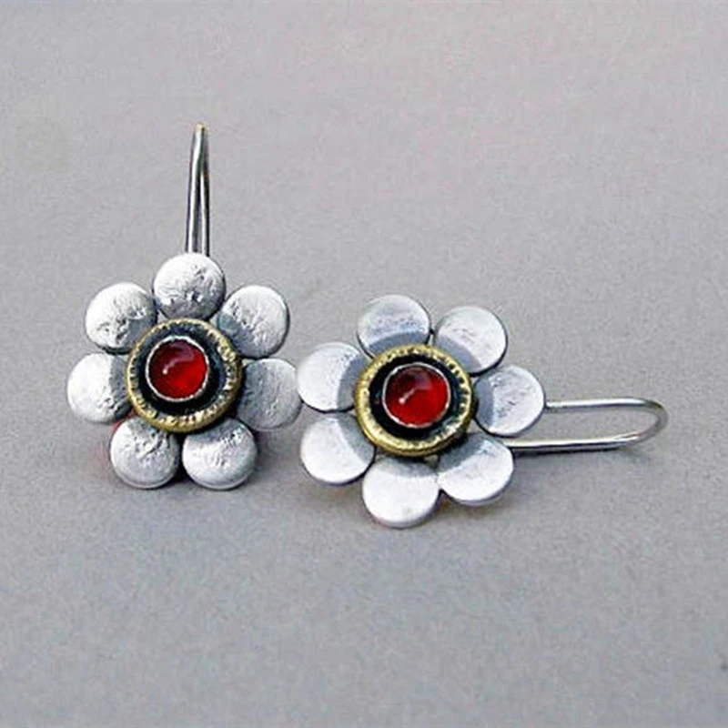 Antique Red Crystal Flower Earrings for an Elegant Accent