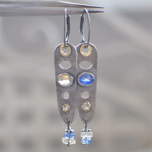 Elegante Sterling Silber Ohrringe mit blauem Vintage-Kristall