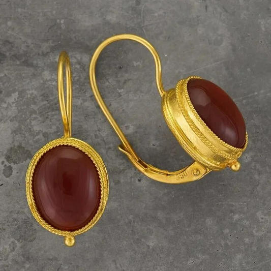 Elegante Vintage-Rote Ohrringe aus Gold
