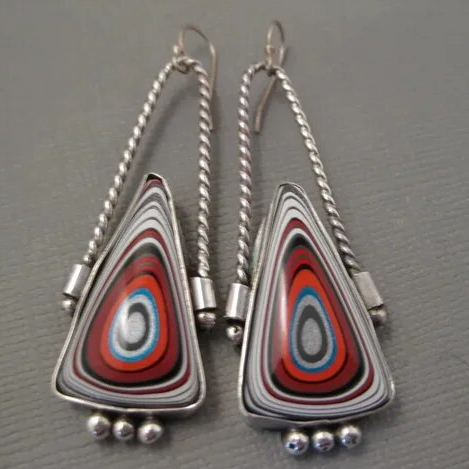 Fascinating multicolored vintage earrings made of noble silver