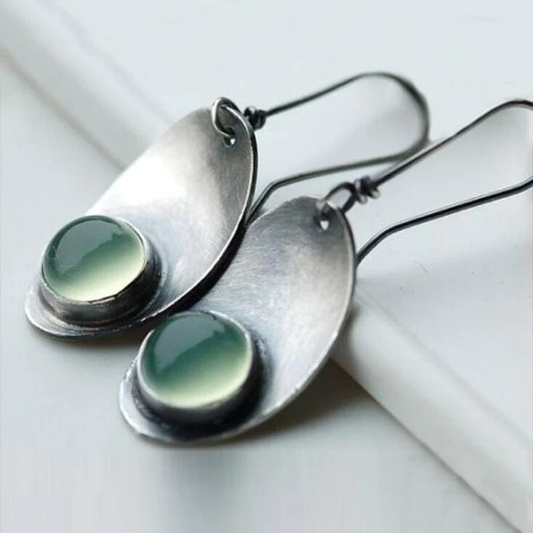 Elegante Vintage-Ohrringe mit glitzerndem grünem Kristall aus hochwertigem Sterlingsilber