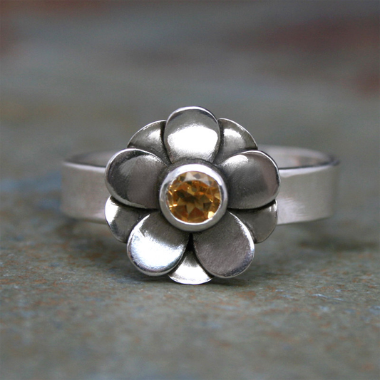 Charmanter Vintage Silber Gänseblümchen Ring