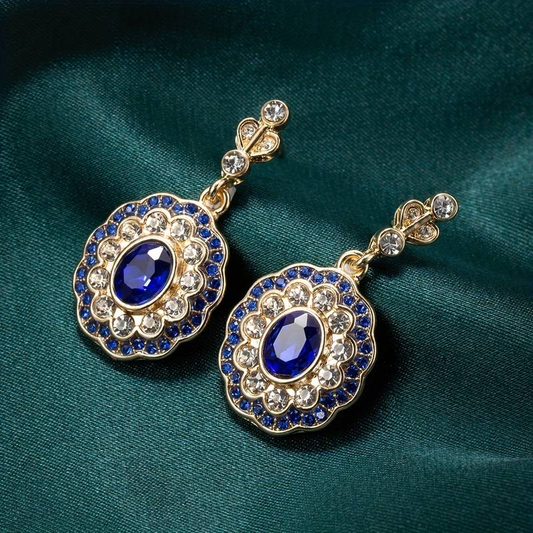 Elegante Vintage Blaue Kristall Mandala Ohrringe für einen besonderen Look