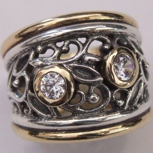 Eleganter Vintage Silber- und Goldring mit Hohlzirkonia