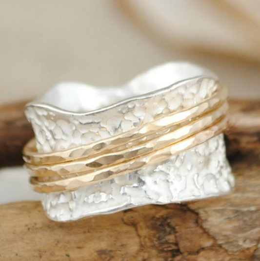 Eleganter Vintage Spinner Ring in Gold und Silber