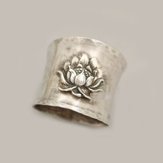 Exquisiter Vintage Silber Lotus Ring