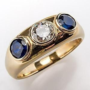 Exquisiter Vintage Blauer Glas-Zirkonia Goldring
