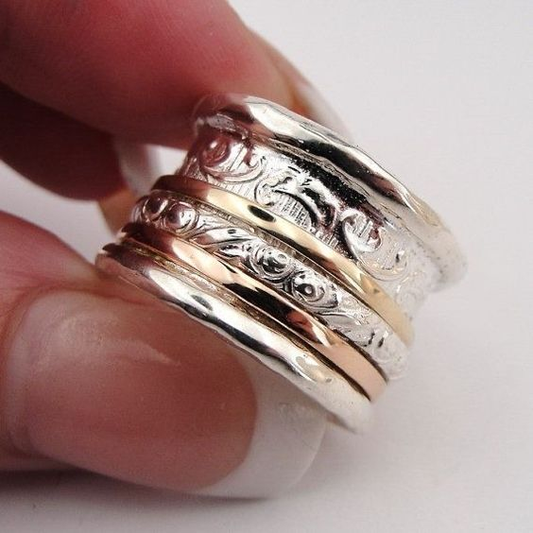 Eleganter Vintage-Ring aus Gold und Silber