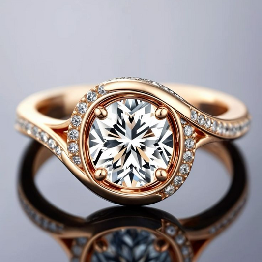 Eleganter Vintage-Ring mit spiralischen Intarsien aus kristallklarem Goldplattierung